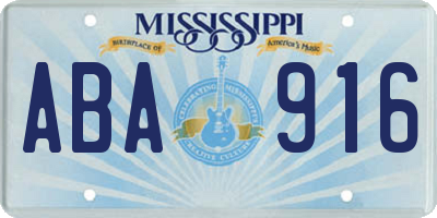 MS license plate ABA916