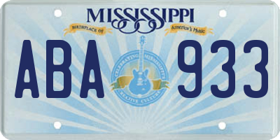 MS license plate ABA933