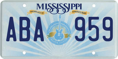 MS license plate ABA959