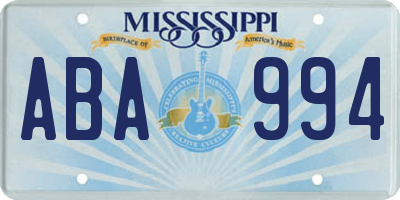 MS license plate ABA994