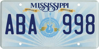 MS license plate ABA998