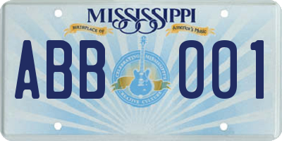 MS license plate ABB001