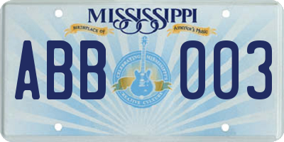 MS license plate ABB003