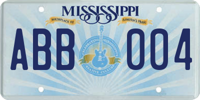 MS license plate ABB004