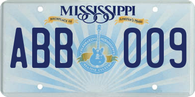 MS license plate ABB009