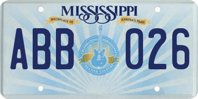 MS license plate ABB026