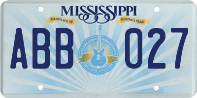MS license plate ABB027