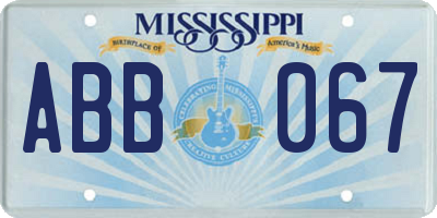 MS license plate ABB067