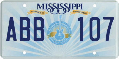 MS license plate ABB107