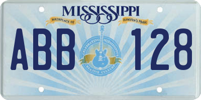 MS license plate ABB128