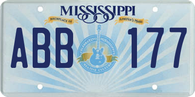 MS license plate ABB177