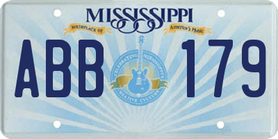 MS license plate ABB179