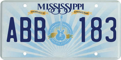 MS license plate ABB183