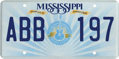 MS license plate ABB197