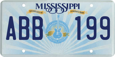MS license plate ABB199