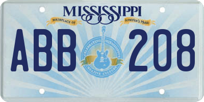 MS license plate ABB208