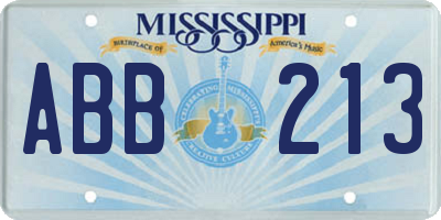 MS license plate ABB213