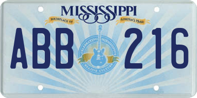 MS license plate ABB216