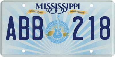 MS license plate ABB218