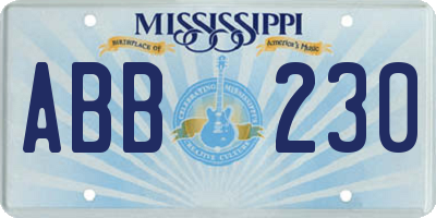 MS license plate ABB230
