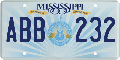 MS license plate ABB232