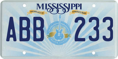 MS license plate ABB233