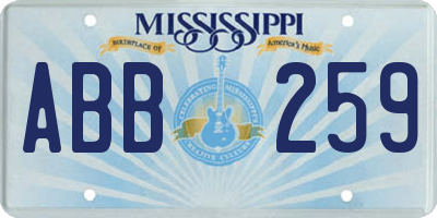 MS license plate ABB259