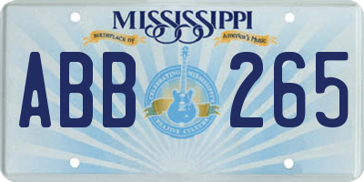 MS license plate ABB265