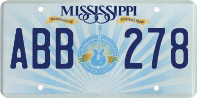 MS license plate ABB278
