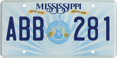 MS license plate ABB281