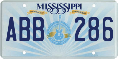 MS license plate ABB286