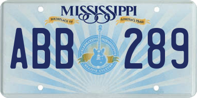 MS license plate ABB289