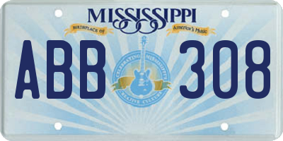 MS license plate ABB308