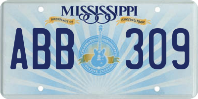 MS license plate ABB309