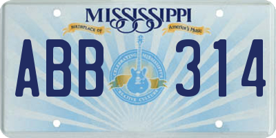 MS license plate ABB314
