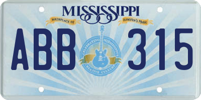 MS license plate ABB315
