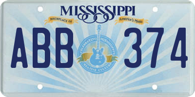 MS license plate ABB374