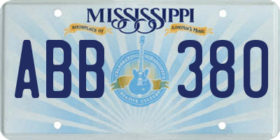 MS license plate ABB380