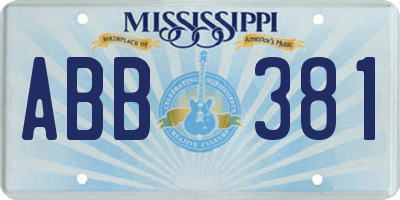 MS license plate ABB381