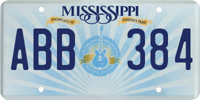 MS license plate ABB384