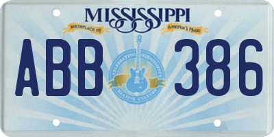 MS license plate ABB386