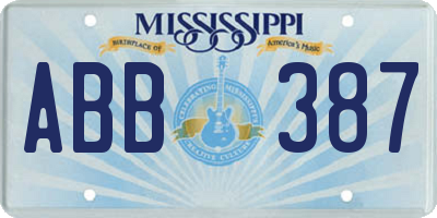 MS license plate ABB387