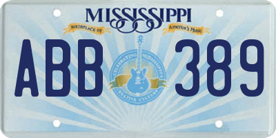 MS license plate ABB389