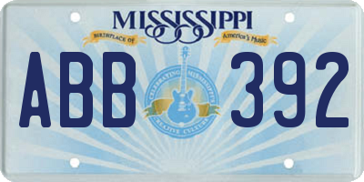 MS license plate ABB392