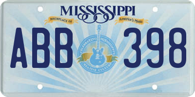 MS license plate ABB398
