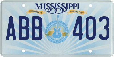 MS license plate ABB403