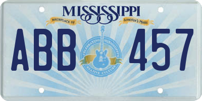 MS license plate ABB457