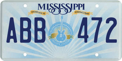 MS license plate ABB472