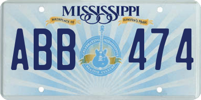 MS license plate ABB474