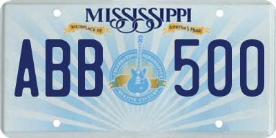 MS license plate ABB500